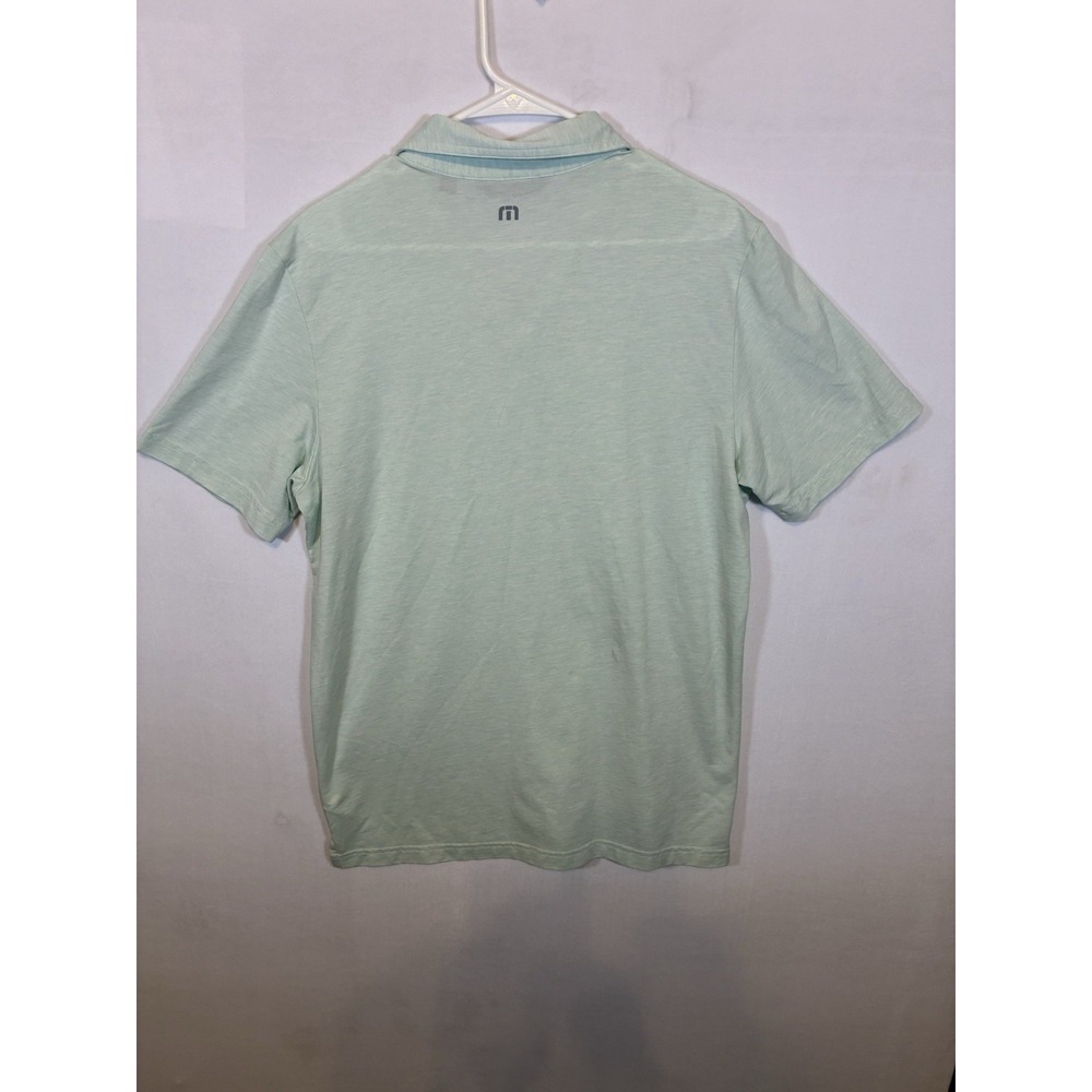 TravisMathew Polo Shirt Mens Large Mint Green Heathered Graphic Golf Casual L - Picture 3 of 6